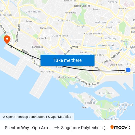 Shenton Way - Opp Axa Twr (03217) to Singapore Polytechnic (Poly Marina) map