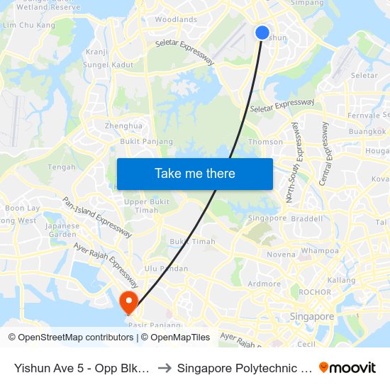 Yishun Ave 5 - Opp Blk 701a (59119) to Singapore Polytechnic (Poly Marina) map
