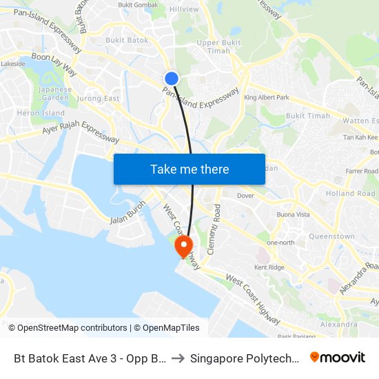 Bt Batok East Ave 3 - Opp Burgundy Hill (42311) to Singapore Polytechnic (Poly Marina) map