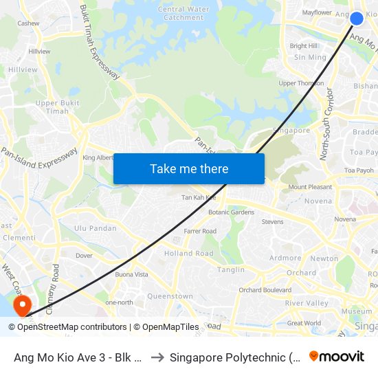 Ang Mo Kio Ave 3 - Blk 324 (54248) to Singapore Polytechnic (Poly Marina) map