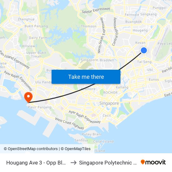 Hougang Ave 3 - Opp Blk 169 (63101) to Singapore Polytechnic (Poly Marina) map