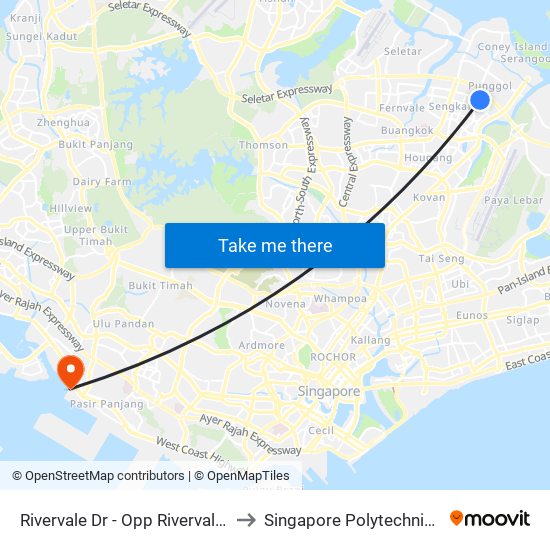 Rivervale Dr - Opp Rivervale Pr Sch (67239) to Singapore Polytechnic (Poly Marina) map