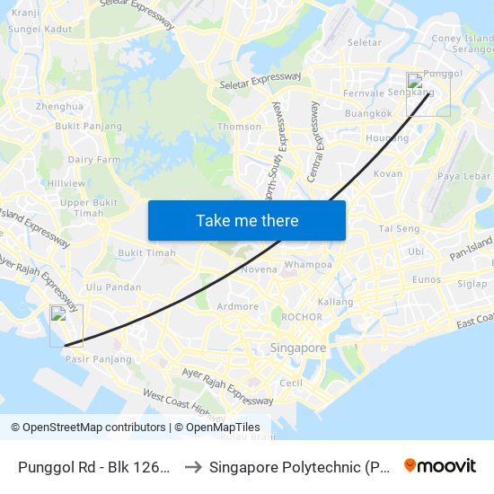 Punggol Rd - Blk 126a (65049) to Singapore Polytechnic (Poly Marina) map