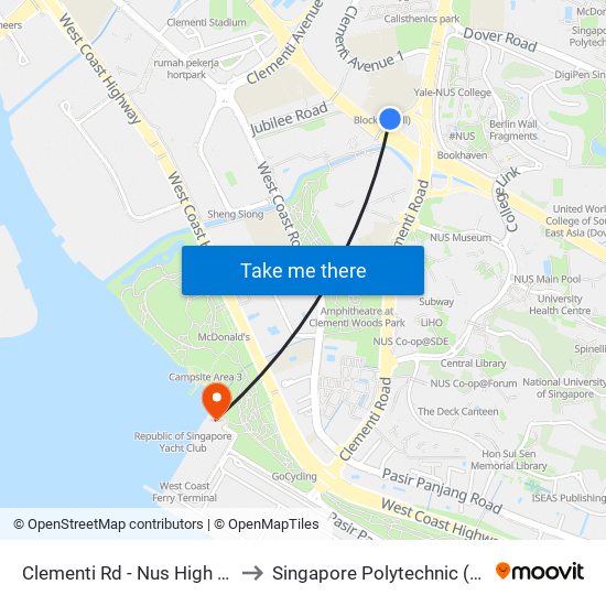 Clementi Rd - Nus High Sch  (17191) to Singapore Polytechnic (Poly Marina) map