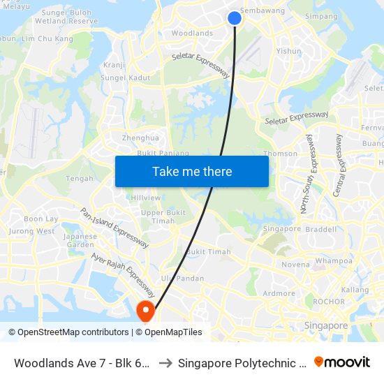 Woodlands Ave 7 - Blk 688 Cp (47619) to Singapore Polytechnic (Poly Marina) map