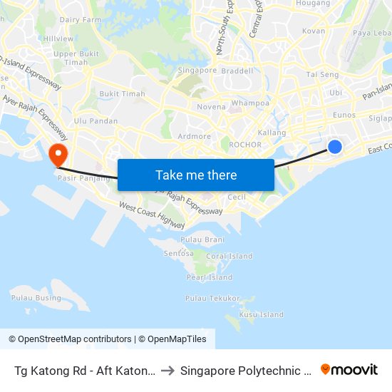 Tg Katong Rd - Aft Katong Po (92161) to Singapore Polytechnic (Poly Marina) map