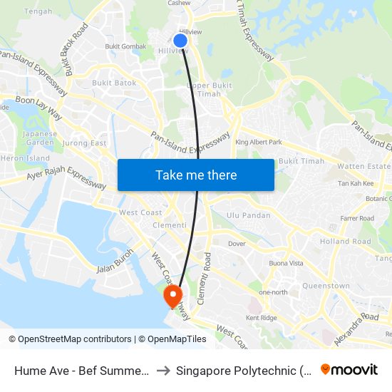 Hume Ave - Bef Summerhill (43811) to Singapore Polytechnic (Poly Marina) map