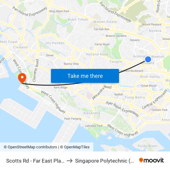 Scotts Rd - Far East Plaza (09219) to Singapore Polytechnic (Poly Marina) map