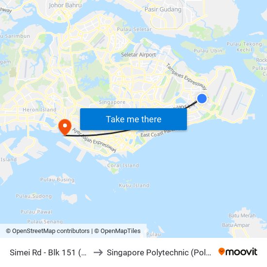 Simei Rd - Blk 151 (96181) to Singapore Polytechnic (Poly Marina) map