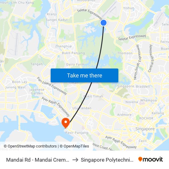 Mandai Rd - Mandai Crematorium (48071) to Singapore Polytechnic (Poly Marina) map