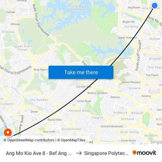 Ang Mo Kio Ave 8 - Bef Ang Mo Kio Stn Exit B (54399) to Singapore Polytechnic (Poly Marina) map