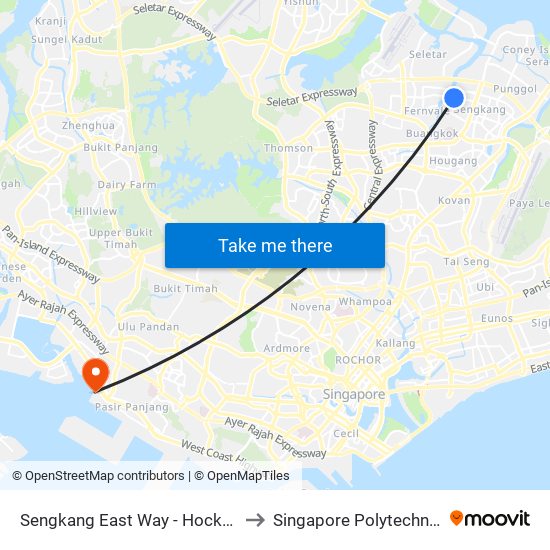 Sengkang East Way - Hockey Stadium (67541) to Singapore Polytechnic (Poly Marina) map