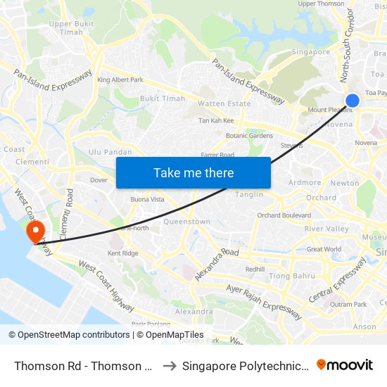 Thomson Rd - Thomson Flyover (51019) to Singapore Polytechnic (Poly Marina) map