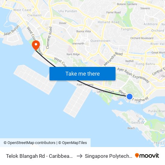 Telok Blangah Rd - Caribbean at Keppel Bay (14131) to Singapore Polytechnic (Poly Marina) map