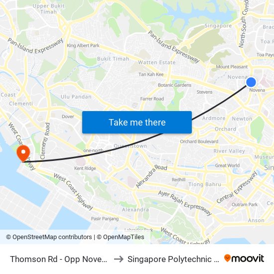 Thomson Rd - Opp Novena CH (50031) to Singapore Polytechnic (Poly Marina) map