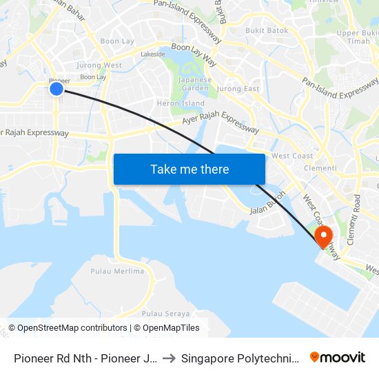 Pioneer Rd Nth - Pioneer Junction (22189) to Singapore Polytechnic (Poly Marina) map