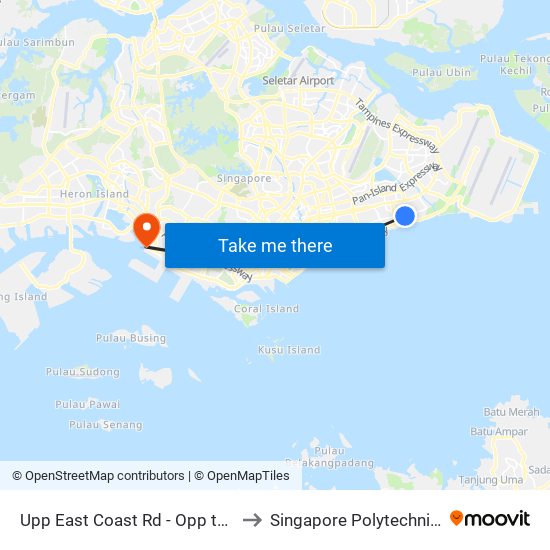 Upp East Coast Rd - Opp the Summit (94039) to Singapore Polytechnic (Poly Marina) map