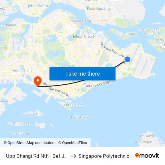 Upp Changi Rd Nth - Bef Jln Bena (97039) to Singapore Polytechnic (Poly Marina) map