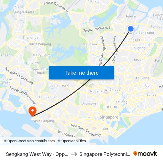 Sengkang West Way - Opp Blk 432a (67561) to Singapore Polytechnic (Poly Marina) map