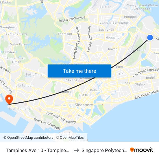 Tampines Ave 10 - Tampines Wafer Fab Pk (75351) to Singapore Polytechnic (Poly Marina) map