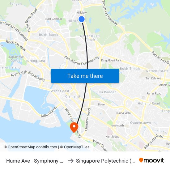 Hume Ave - Symphony Hts (43829) to Singapore Polytechnic (Poly Marina) map