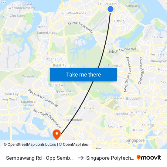 Sembawang Rd - Opp Sembawang Shop Ctr (58011) to Singapore Polytechnic (Poly Marina) map