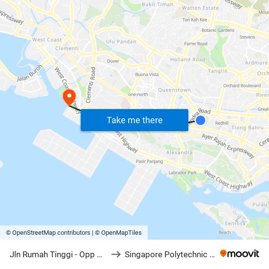 Jln Rumah Tinggi - Opp Blk 36 (10599) to Singapore Polytechnic (Poly Marina) map