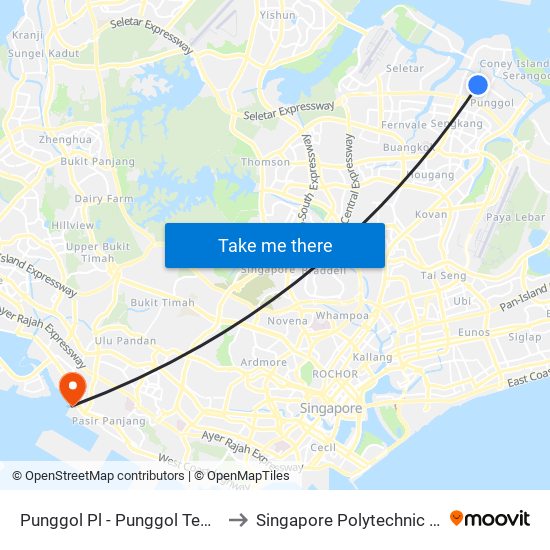 Punggol Pl - Punggol Temp Int (65009) to Singapore Polytechnic (Poly Marina) map