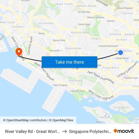 River Valley Rd - Great World Stn Exit 5 (13071) to Singapore Polytechnic (Poly Marina) map