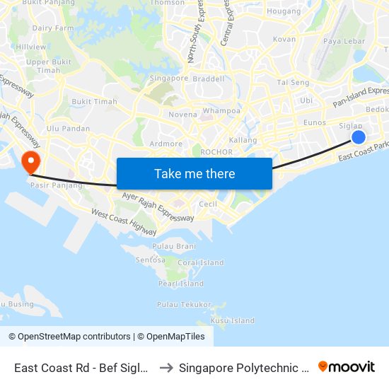 East Coast Rd - Bef Siglap Rd (93061) to Singapore Polytechnic (Poly Marina) map