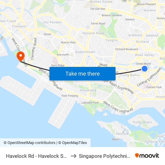 Havelock Rd - Havelock Stn Exit 4 (06149) to Singapore Polytechnic (Poly Marina) map