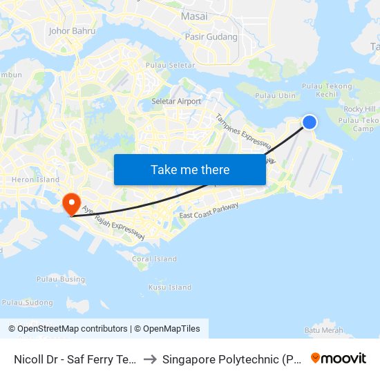 Nicoll Dr - Saf Ferry Ter (95091) to Singapore Polytechnic (Poly Marina) map