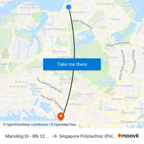 Marsiling Dr - Blk 32 (46141) to Singapore Polytechnic (Poly Marina) map