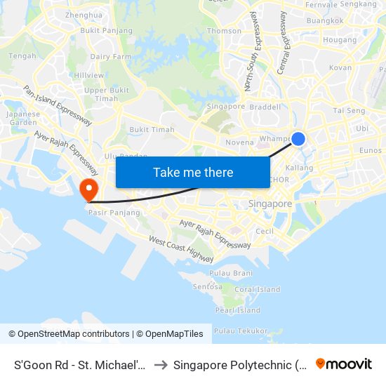 S'Goon Rd - St. Michael's Pl (60161) to Singapore Polytechnic (Poly Marina) map
