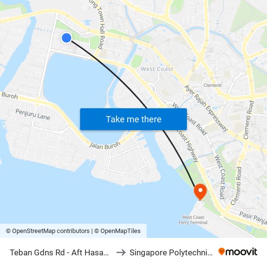 Teban Gdns Rd - Aft Hasanah Mque (20239) to Singapore Polytechnic (Poly Marina) map