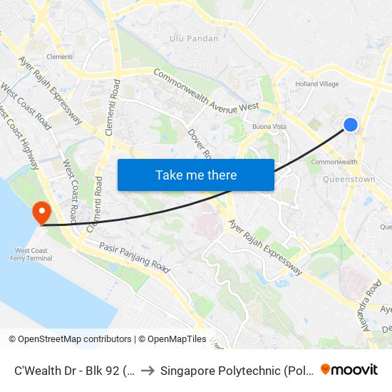 C'Wealth Dr - Blk 92 (11439) to Singapore Polytechnic (Poly Marina) map