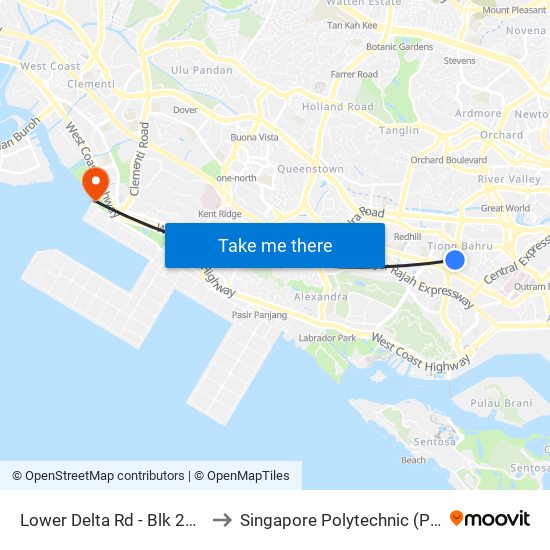 Lower Delta Rd - Blk 25b (10379) to Singapore Polytechnic (Poly Marina) map