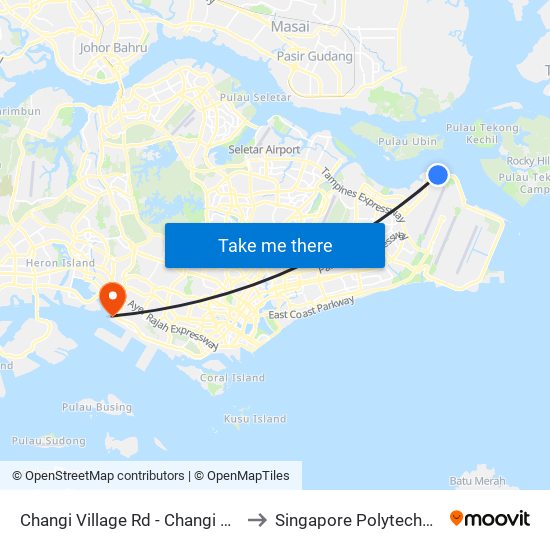 Changi Village Rd - Changi Village Hotel (99129) to Singapore Polytechnic (Poly Marina) map
