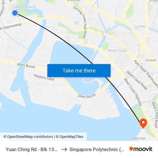Yuan Ching Rd - Blk 138b (21761) to Singapore Polytechnic (Poly Marina) map