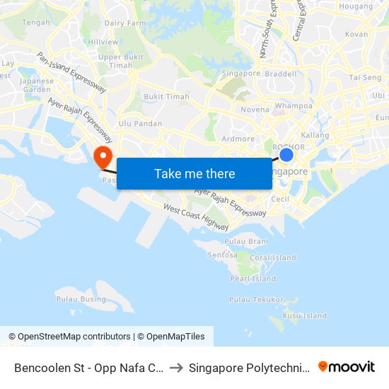 Bencoolen St - Opp Nafa Campus 3 (07518) to Singapore Polytechnic (Poly Marina) map