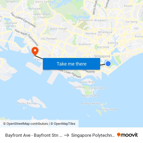 Bayfront Ave - Bayfront Stn Exit B/Mbs (03509) to Singapore Polytechnic (Poly Marina) map