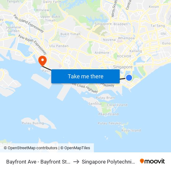 Bayfront Ave - Bayfront Stn Exit A (03519) to Singapore Polytechnic (Poly Marina) map