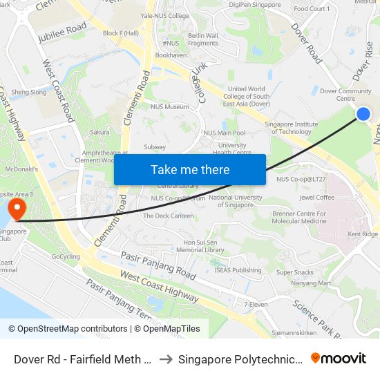 Dover Rd - Fairfield Meth Pr Sch (18111) to Singapore Polytechnic (Poly Marina) map