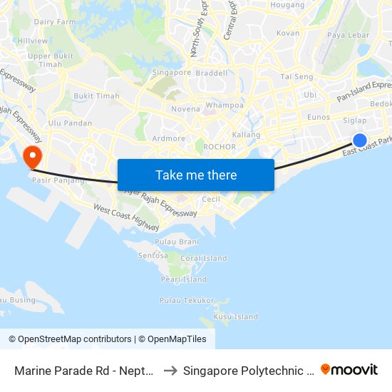 Marine Parade Rd - Neptune Ct (93019) to Singapore Polytechnic (Poly Marina) map