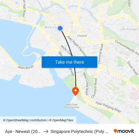 Aye - Newest (20021) to Singapore Polytechnic (Poly Marina) map