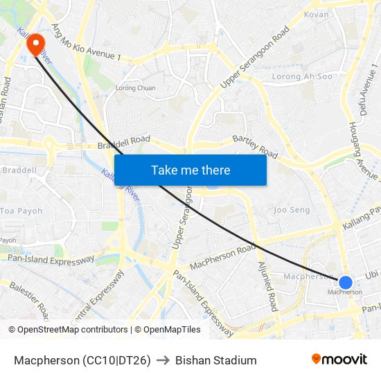 Macpherson (CC10|DT26) to Bishan Stadium map