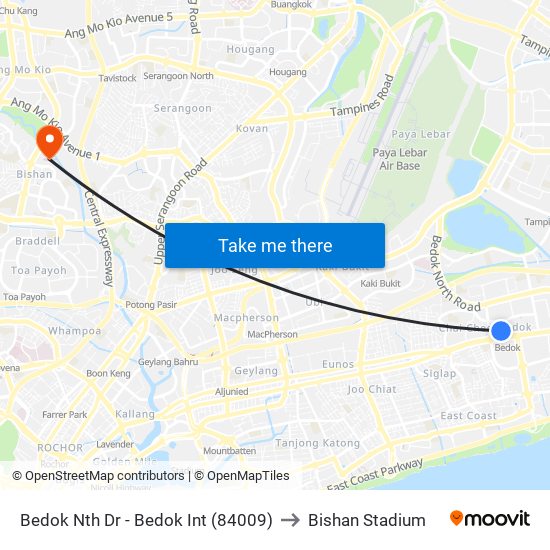 Bedok Nth Dr - Bedok Int (84009) to Bishan Stadium map