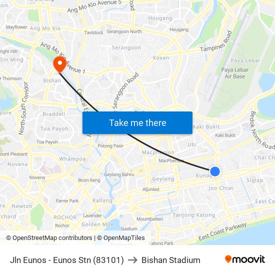 Jln Eunos - Eunos Stn (83101) to Bishan Stadium map