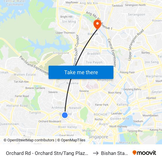 Orchard Rd - Orchard Stn/Tang Plaza (09047) to Bishan Stadium map