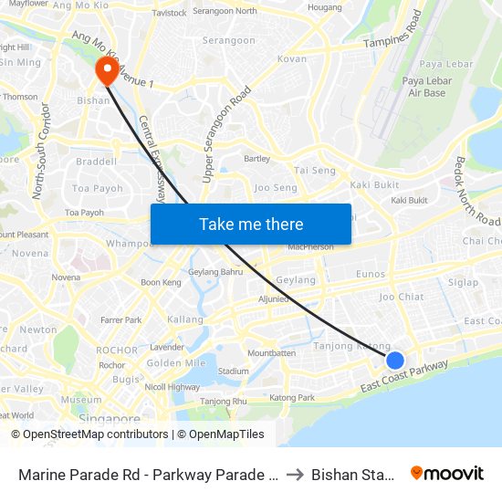 Marine Parade Rd - Parkway Parade (92049) to Bishan Stadium map